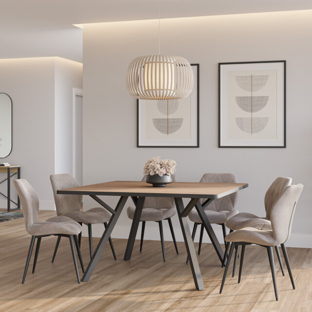 CaliCosy Set van 4 stoelen in stof met zwarte metalen poten l47,5 cm luna 3078793 large