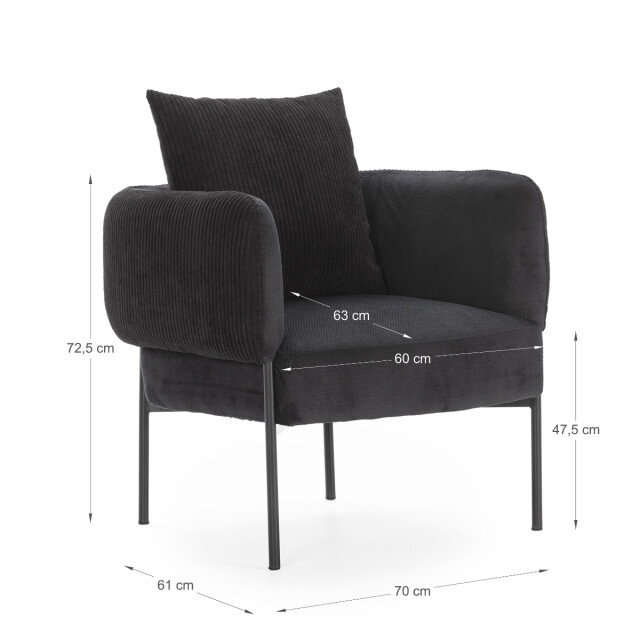 CaliCosy Fauteuil in stof met zwarte metalen poten l73 cm aruni 3078813 large
