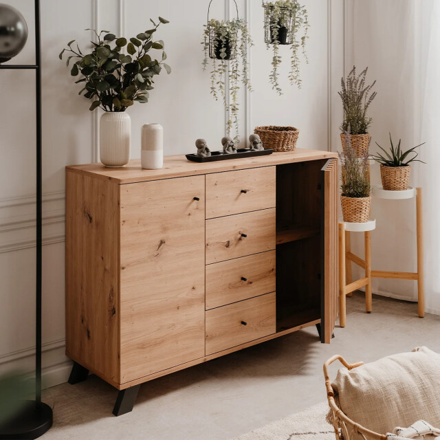 CaliCosy Buffet 2 deuren en 4 laden eikenhouten decor l118 cm lublin 2930157 large