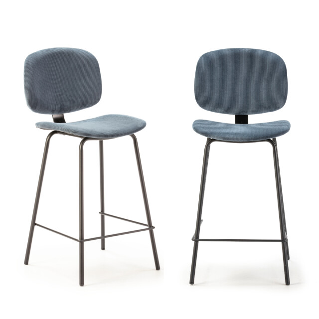 CaliCosy Set van 2 krukken in ribfluweel met zwarte metalen poten h65 cm arus 3079134 large