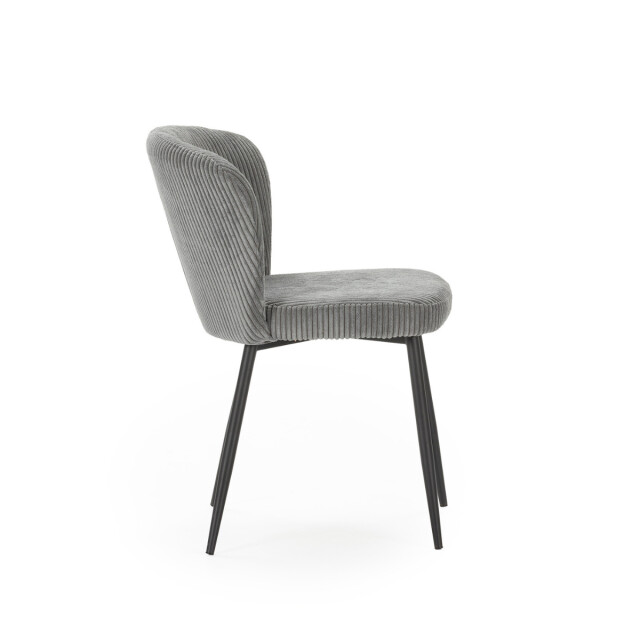 CaliCosy Set van 4 stoelen in geribbelde fluwelen stof met zwarte metalen poten l47 cm - 3078752 large