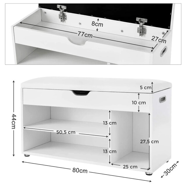 CaliCosy Schoenenbank met 3 compartimenten en 1 opbergvak met comfortabele zitting h44 2930059 large
