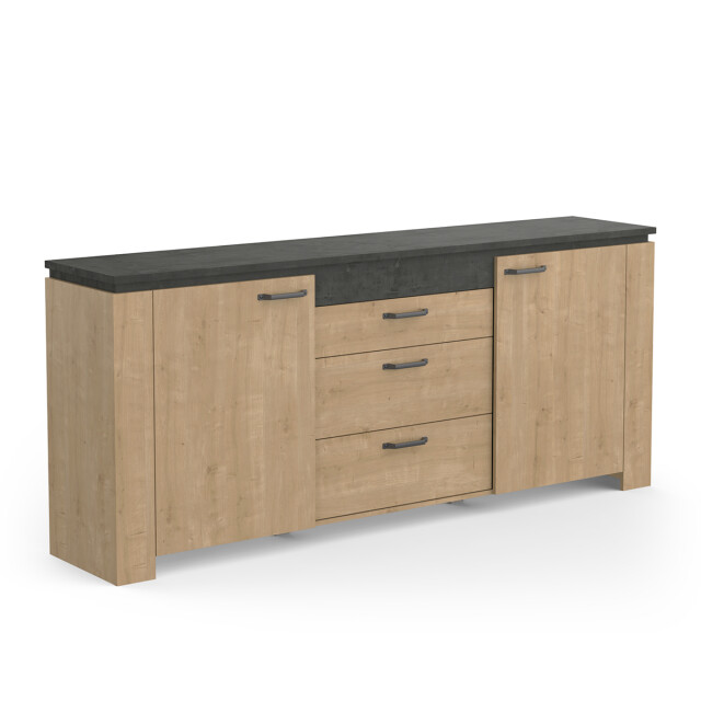 CaliCosy Buffet 2 deuren 3 laden eiken en antracietgrijs decor austin l203,80 cm 2930619 large