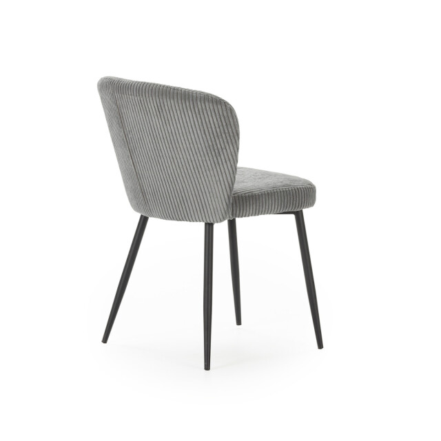 CaliCosy Set van 4 stoelen in geribbelde fluwelen stof met zwarte metalen poten l47 cm - 3078752 large