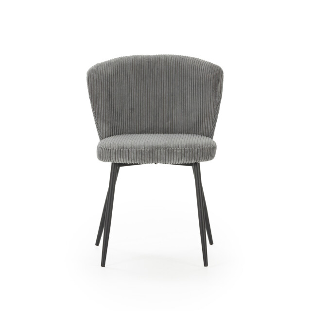 CaliCosy Set van 4 stoelen in geribbelde fluwelen stof met zwarte metalen poten l47 cm - 3078752 large