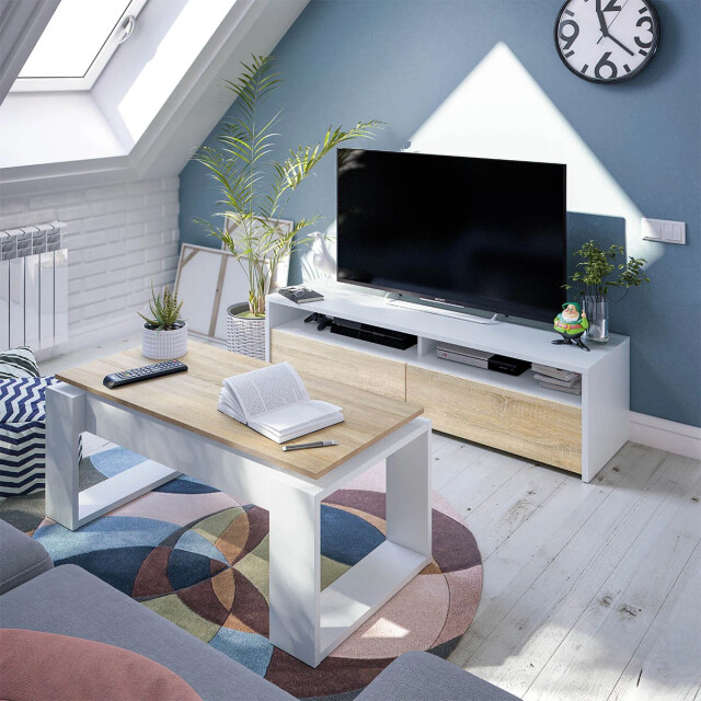 CaliCosy Tv-meubel met 2 openslaande deuren en 2 opbergvakken kioto l130 cm 2929799 large