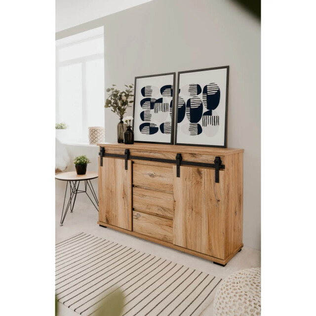 CaliCosy Buffet 2 schuifdeuren en 3 centrale lades l140 cm manzano 2932059 large