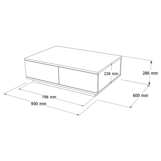 CaliCosy Rechthoekige salontafel met 1 klepdeur in wit en atlantische den l90 cm 3042291 large