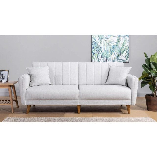 CaliCosy Slaapbank 3-zits van linnen met 2 kussens en houten poten l210 cm aqua 2978539 large