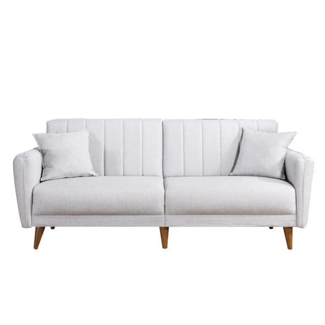CaliCosy Slaapbank 3-zits van linnen met 2 kussens en houten poten l210 cm aqua 2978539 large