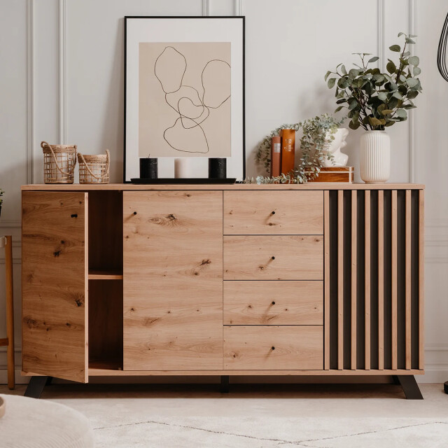 CaliCosy Buffet 3 deuren en 4 laden eikenhouten decor l160 cm lublin 2930159 large