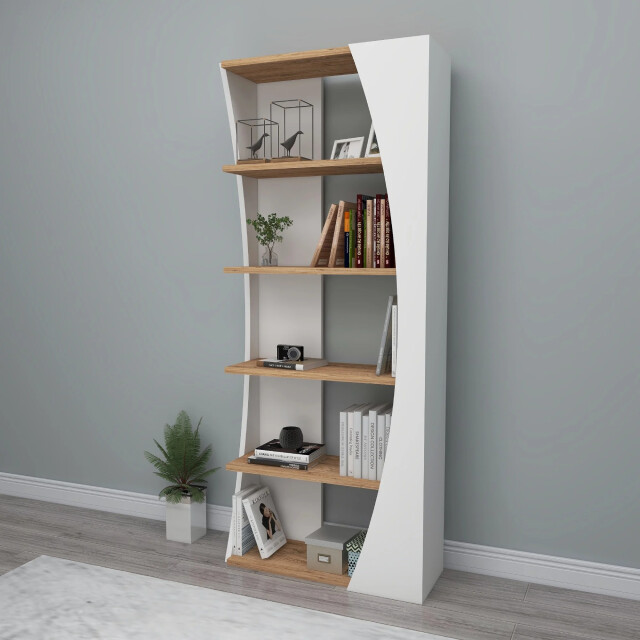 CaliCosy Etagère 5 planken witte decoratie en atlantische pijnboom h150 cm selge 2930416 large