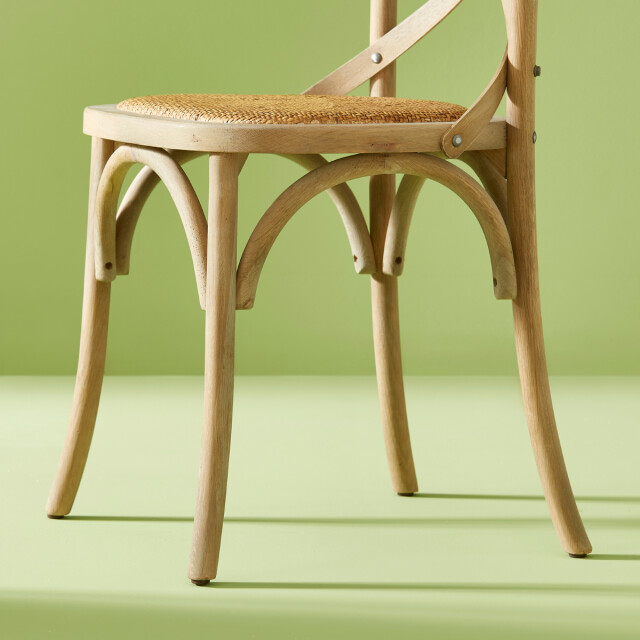 CaliCosy Set van 2 stoelen van massief hout en webbing l61 cm bistrot 3018349 large