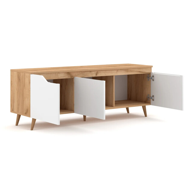 CaliCosy Tv-meubel met 3 deuren in houtkleur en witte kleur scandinavische stïjl- l140 2929954 large