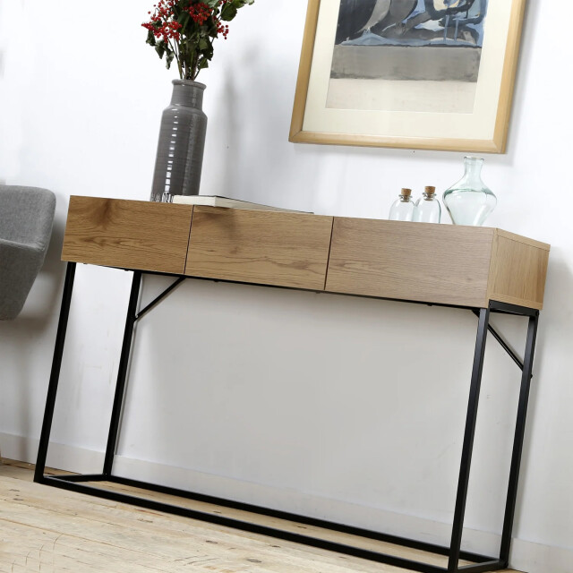 CaliCosy Wandtafel met 3 lades eiklook l120cm 2929794 large