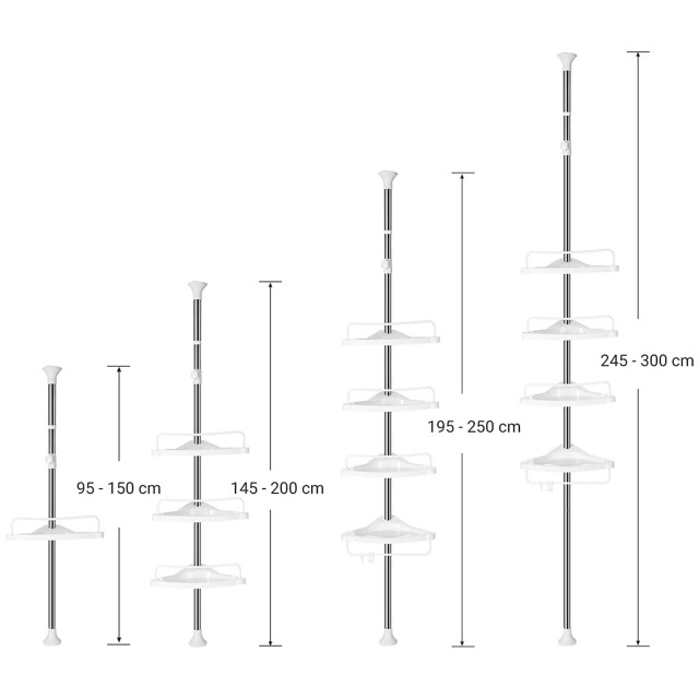 CaliCosy Hoekdoucherek met telescopische stang, 4 planken, 3 haken en 1 handdoekhouder - 2929413 large