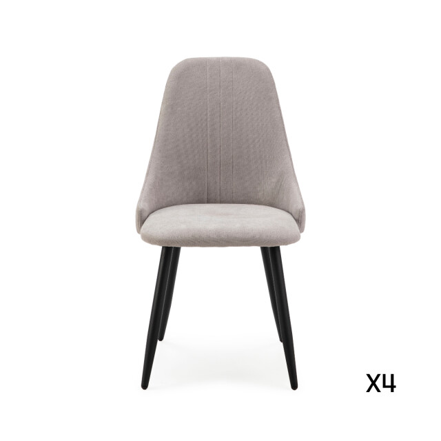 CaliCosy Set van 4 stoelen in stof met zwarte metalen poten l50 cm mani 3078765 large