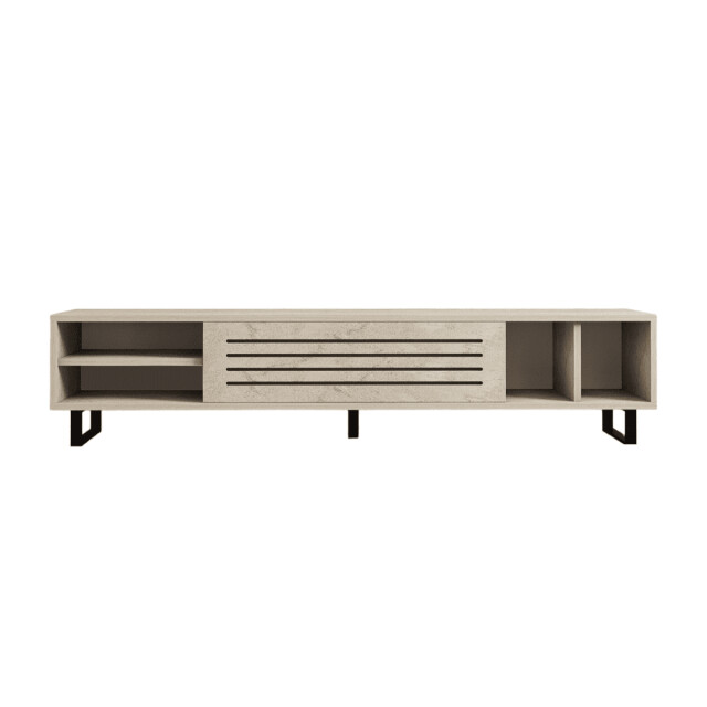 CaliCosy Tv-meubel met 1 klepdeur en 4 nissen, travertin decor l160 cm safir 3061544 large