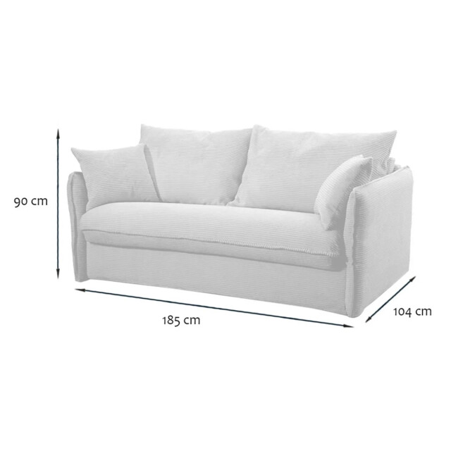 CaliCosy Slaapbank 3-zits in geribbelde fluwelen stof l185 cm mika 2937839 large