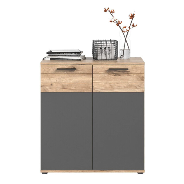 CaliCosy 2-deurs dressoir in antracietgrijs en nox eik l80 cm mason 2951208 large