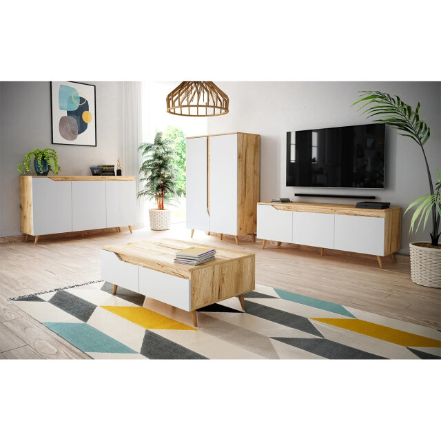 CaliCosy Scandinavische hoge buffetkast met 2 deuren l90 x h132 cm tree 2929957 large