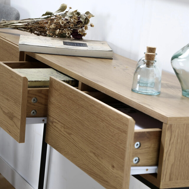 CaliCosy Wandtafel met 3 lades eiklook l120cm 2929794 large