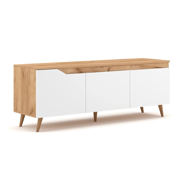 CaliCosy Tv-meubel met 3 deuren in houtkleur en witte kleur scandinavische stïjl- l140 2929954 large