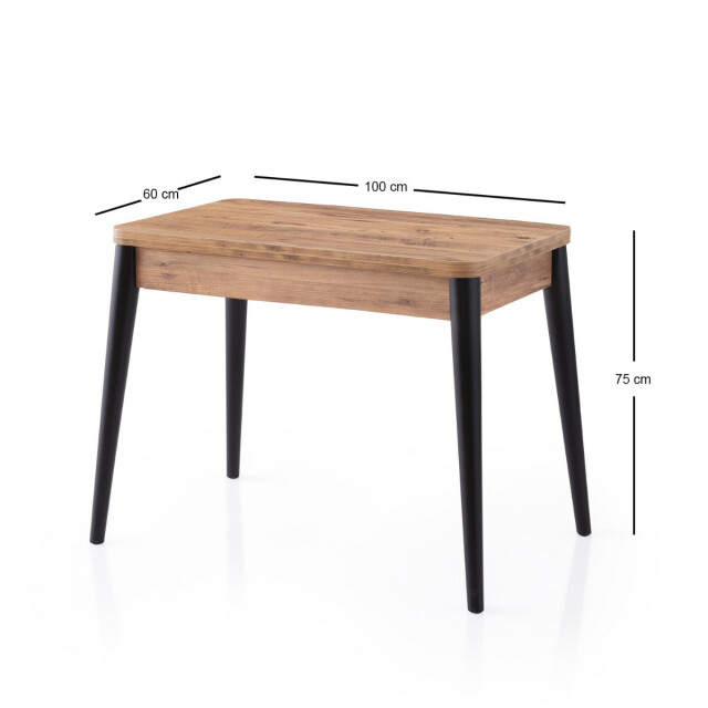 CaliCosy Uitschuifbare tafel van 100 tot 120 cm, atlantisch grenen en zwart decor - 3061547 large