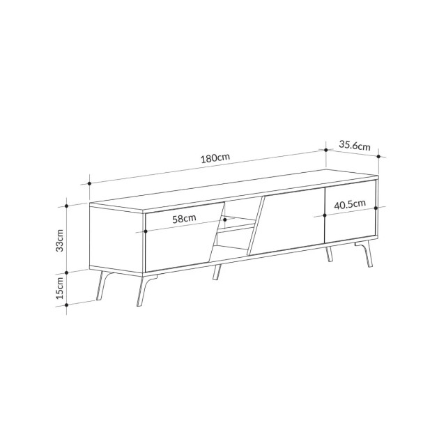 CaliCosy Tv-meubel 3 deuren en 2 vakken, eiken en wit decor, l180 cm fiona 2930434 large