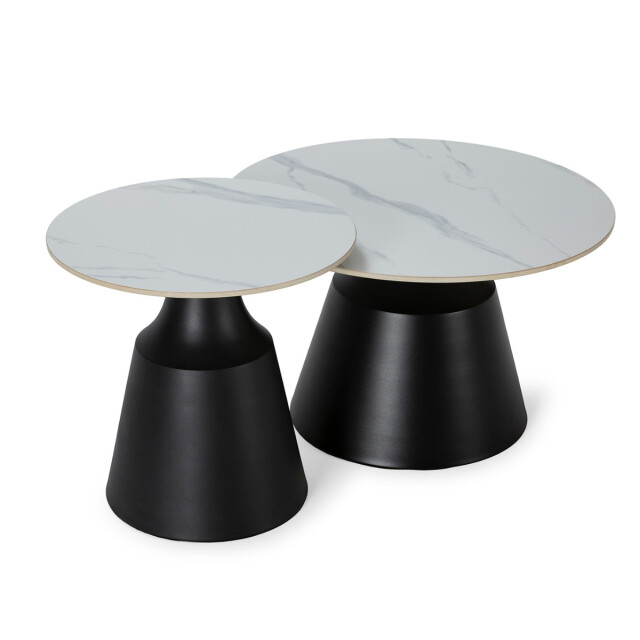 CaliCosy Set van 2 ronde salontafels in hoogglans wit riley 3078748 large