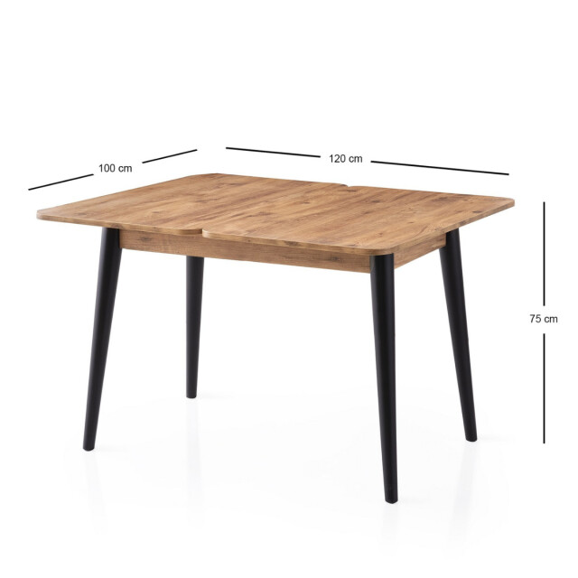 CaliCosy Uitschuifbare tafel van 100 tot 120 cm, atlantisch grenen en zwart decor - 3061547 large