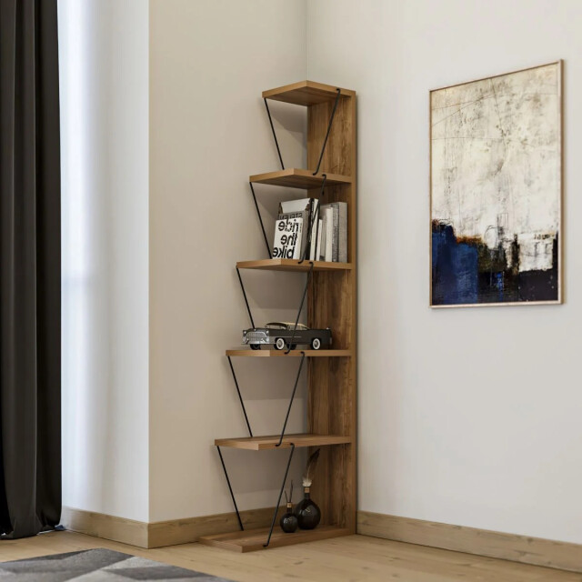 CaliCosy Hoekrek 6 planken, dennenhout en zwart decor, h150 cm tlos 2930455 large