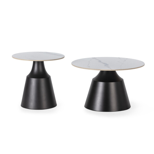 CaliCosy Set van 2 ronde salontafels in hoogglans wit riley 3078748 large