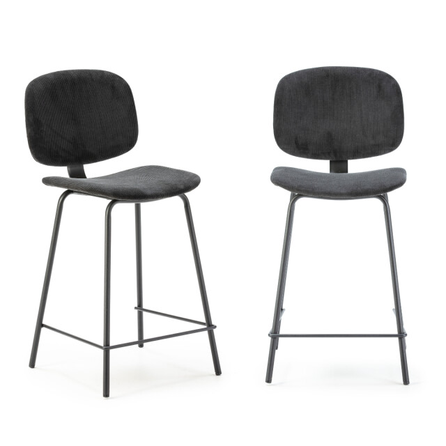CaliCosy Set van 2 krukken in ribfluweel met zwarte metalen poten h65 cm arus 3079129 large