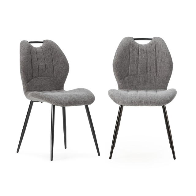 CaliCosy Set van 4 stoelen in stof met zwarte metalen poten l48 cm muli 3078788 large