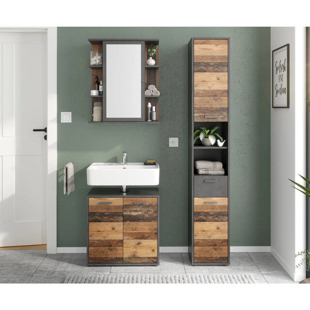 CaliCosy Hoge badkamerkast met 1 spiegeldeur en 6 nissen madoc 2929875 large