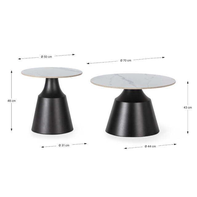 CaliCosy Set van 2 ronde salontafels in hoogglans wit riley 3078748 large