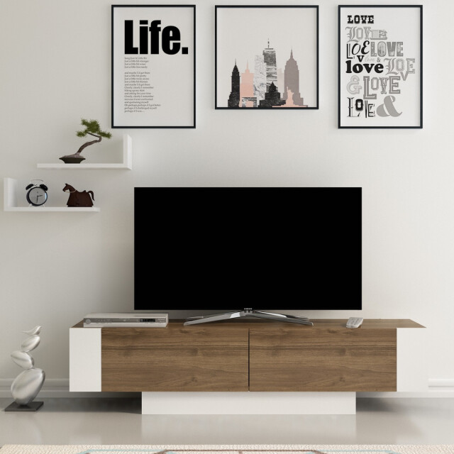 CaliCosy Tv-meubel 2 deuren in walnoot- en witdecor l150 cm matera 3038930 large