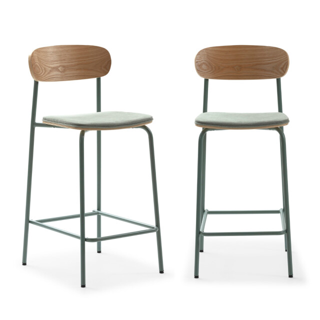 CaliCosy Set van 2 krukken in stof met zwarte metalen poten h66 cm adriana 3079152 large