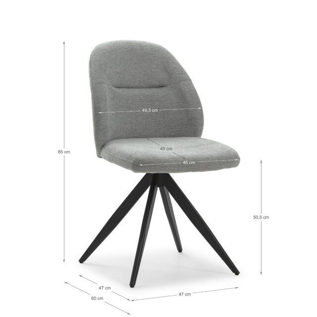 CaliCosy Set van 2 draaibare stoelen in stof met zwarte metalen poten l47 cm tamara 3078558 large