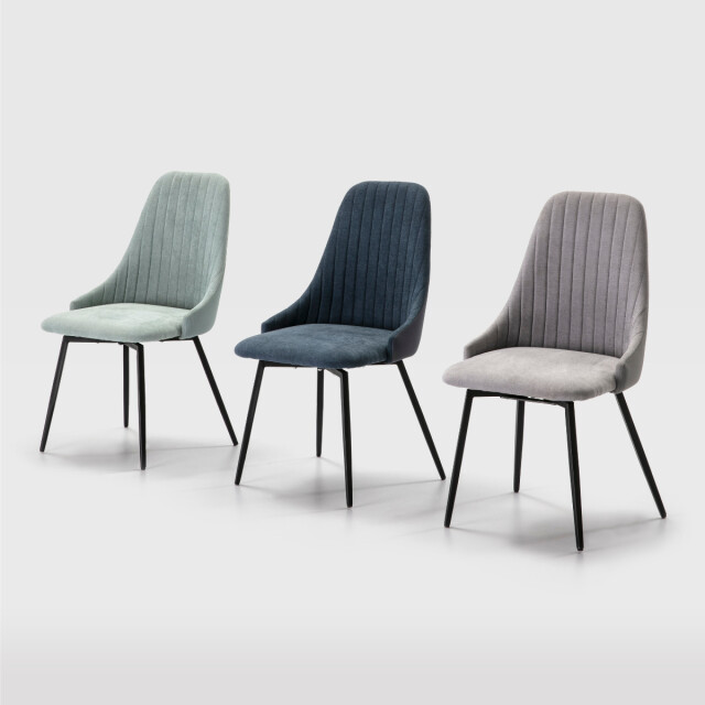 CaliCosy Set van 2 draaibare stoelen in stof met zwarte metalen poten l50 cm elma 3078768 large