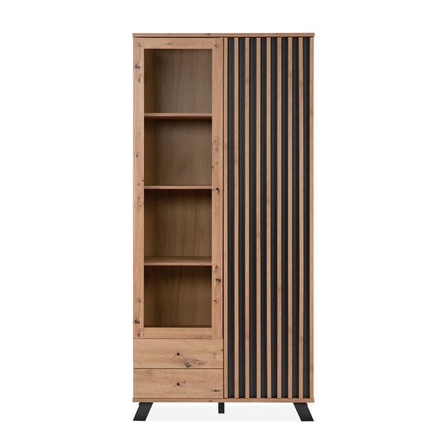 CaliCosy Vitrinekast 2 deuren en 2 laden eiken decor l92 cm lublin 2930695 large