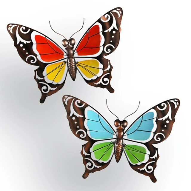 CaliCosy Decoraties vlinder metaal en glas set van 2 2928656 large