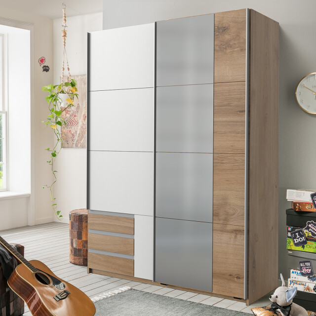 CaliCosy Kledingkast met 2 schuifdeuren waarvan 1 spiegel l135 cm 2937660 large