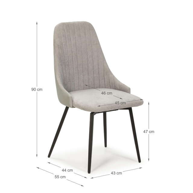CaliCosy Set van 2 draaibare stoelen in stof met zwarte metalen poten l50 cm elma 3078769 large