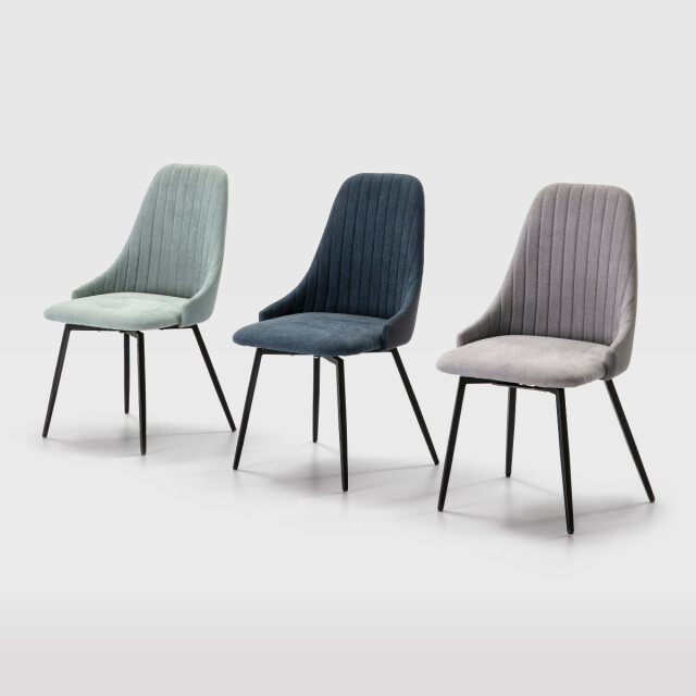 CaliCosy Set van 2 draaibare stoelen in stof met zwarte metalen poten l50 cm elma 3078769 large