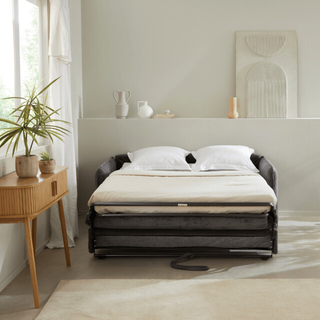 CaliCosy Slaapbank 3-zits in geribbelde fluwelen stof l185 cm mika 2937840 large