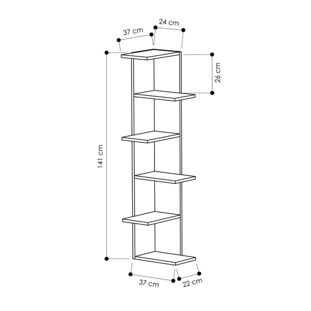 CaliCosy Hoekrek 6 planken wit h141 cm saso 2930435 large