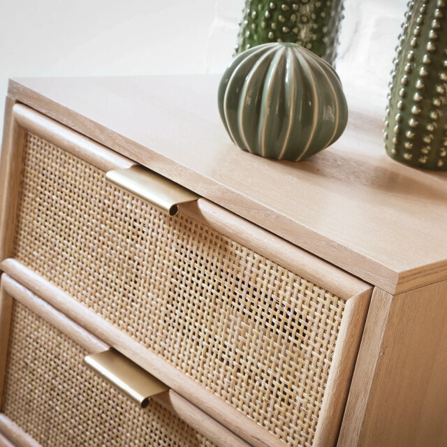 CaliCosy Ladekast met 5 lades en natuurlijke rotan voorkant l36,5 x h100,5 cm miya 2930095 large