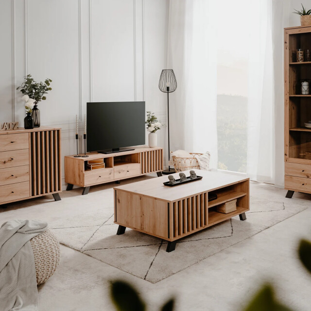 CaliCosy Tv-meubel 1 deur, 2 laden en 2 vakken in eikenhouten decor l138 cm lublin 2930696 large